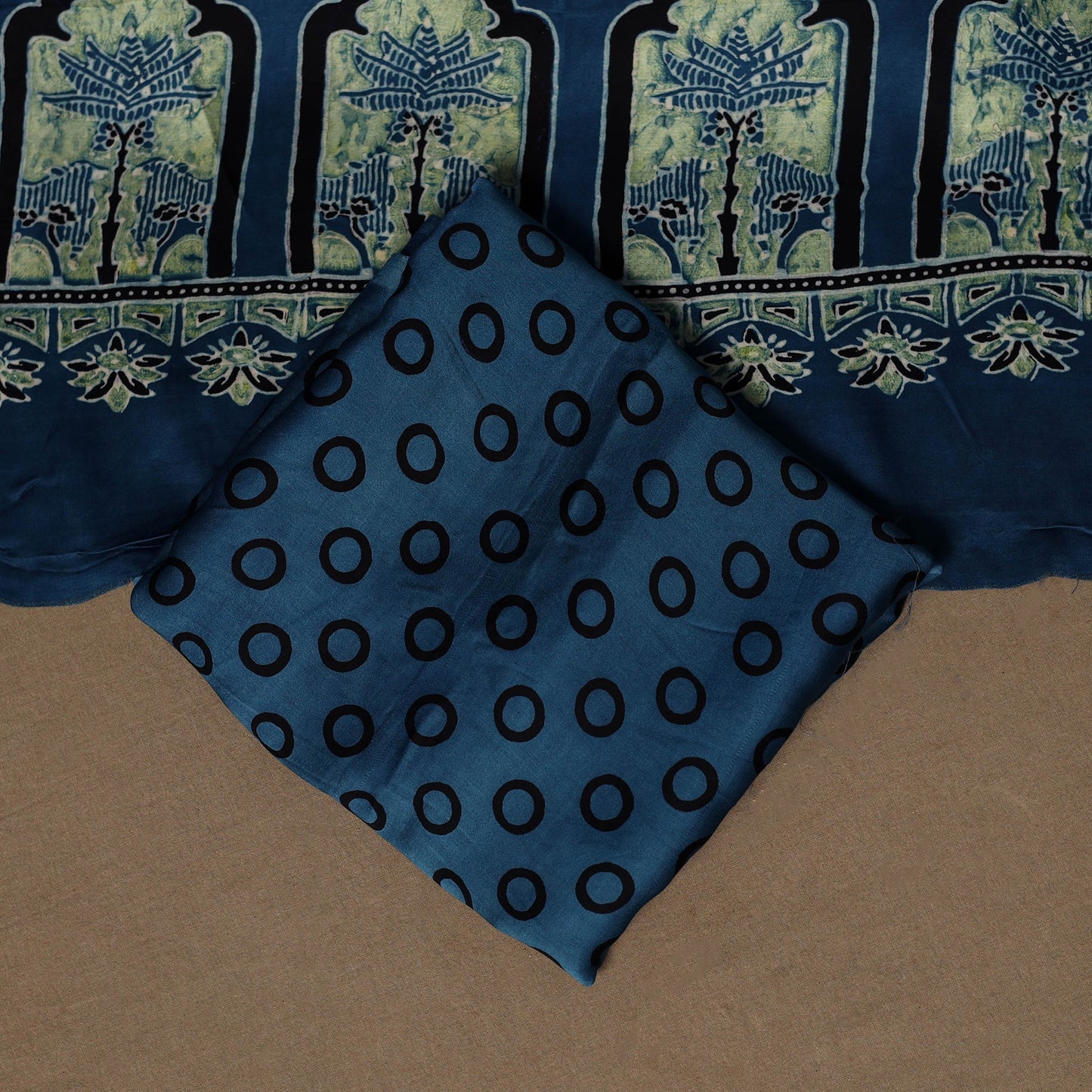 Blue - 3pc natural dyed unstitched modal silk dress