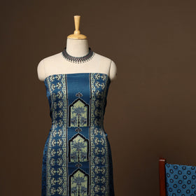 Blue - 3pc natural dyed unstitched modal silk dress