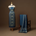 Blue - 3pc natural dyed unstitched modal silk dress