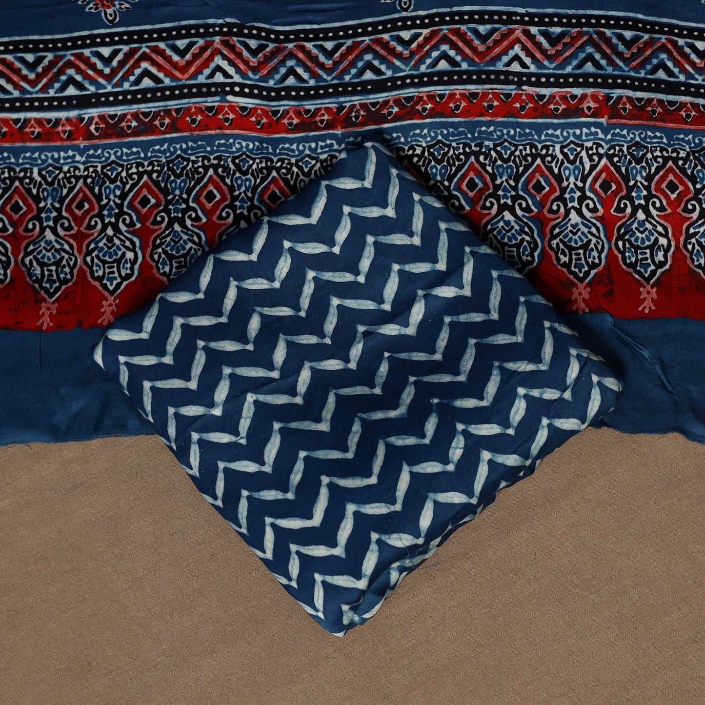 Blue - 3pc natural dyed unstitched modal silk dress