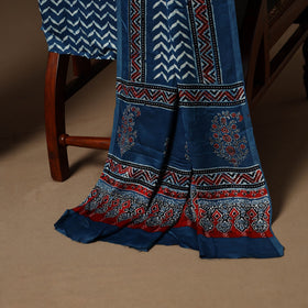 Blue - 3pc natural dyed unstitched modal silk dress