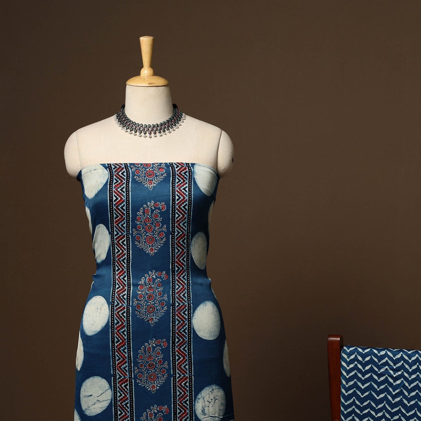 Blue - 3pc natural dyed unstitched modal silk dress