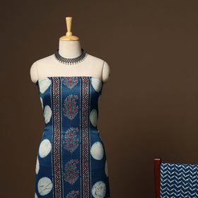 Blue - 3pc natural dyed unstitched modal silk dress