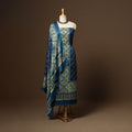 Blue - 3pc natural dyed unstitched modal silk dress