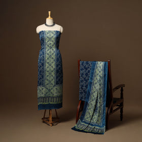 Blue - 3pc natural dyed unstitched modal silk dress