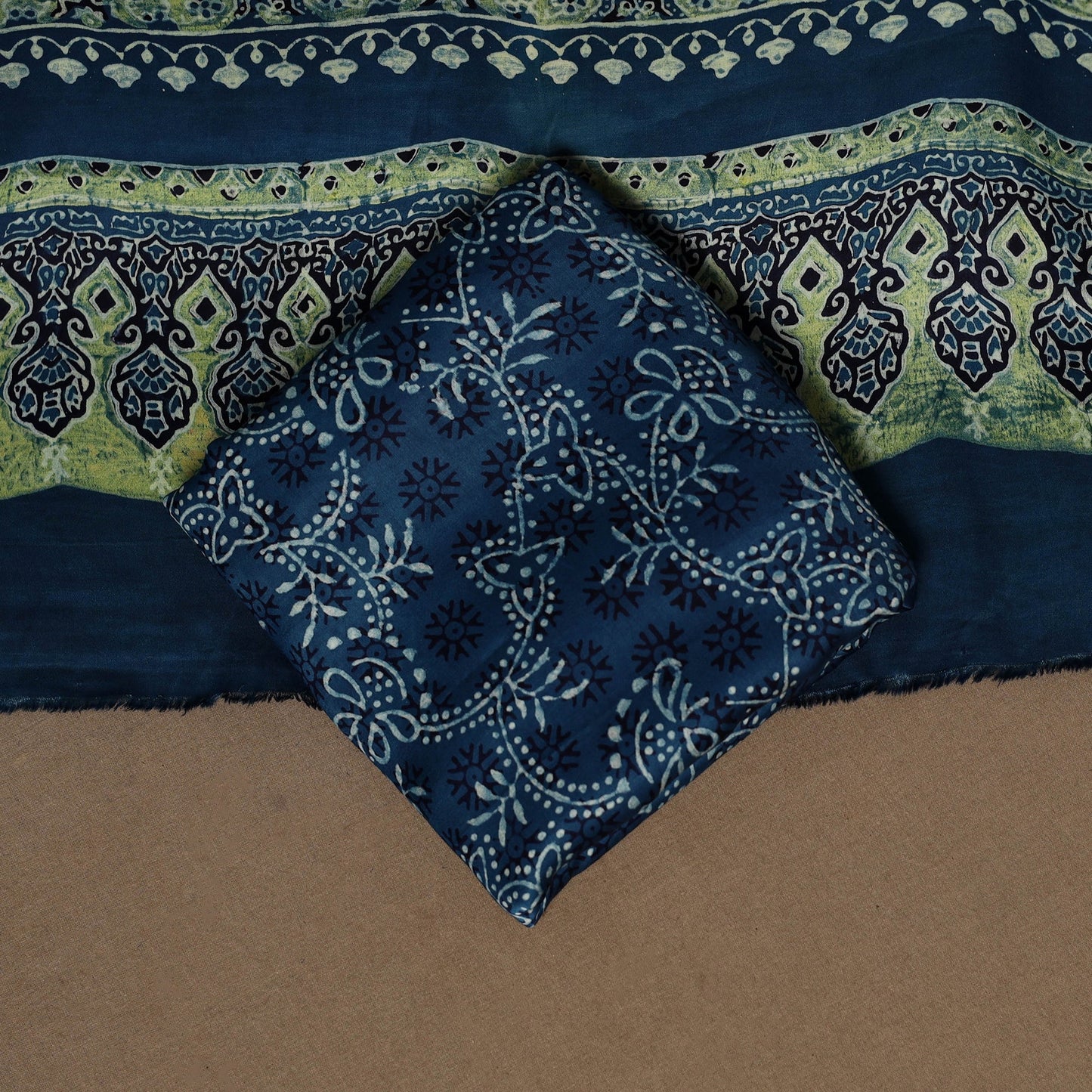 Blue - 3pc natural dyed unstitched modal silk dress