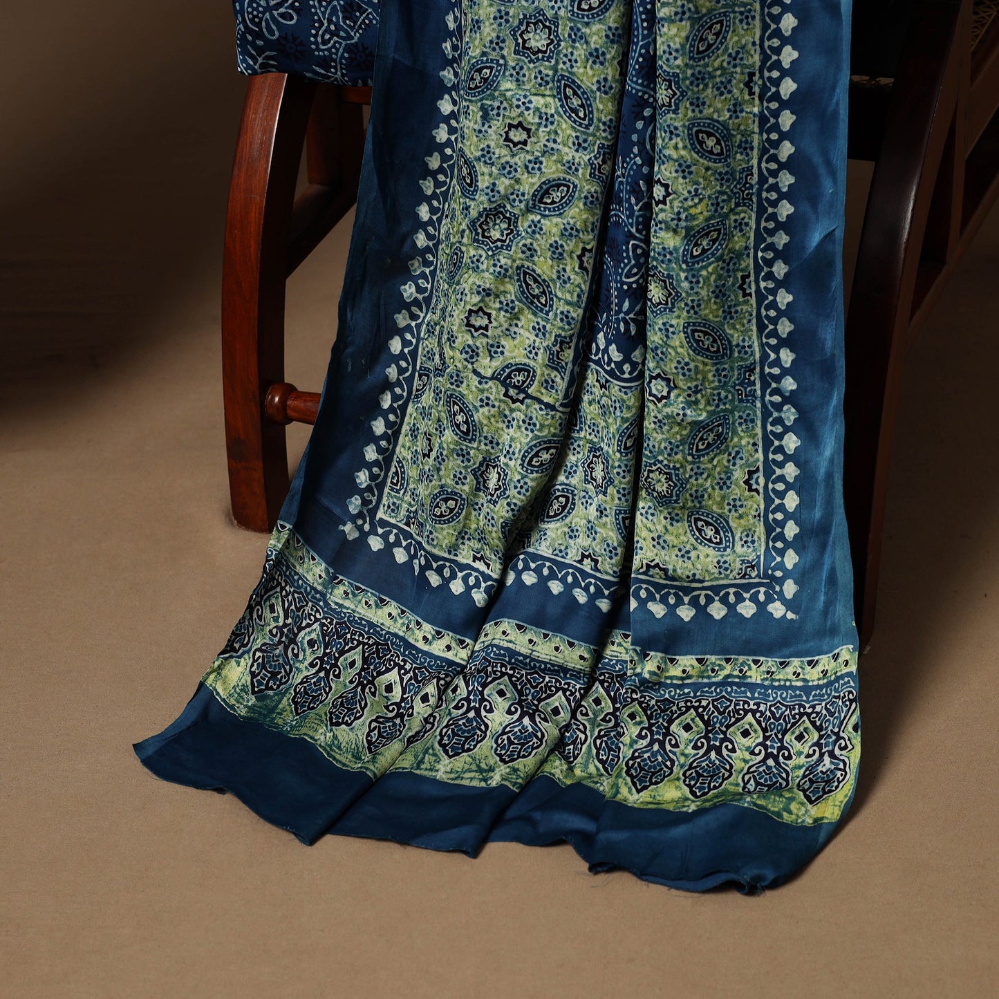 Blue - 3pc natural dyed unstitched modal silk dress