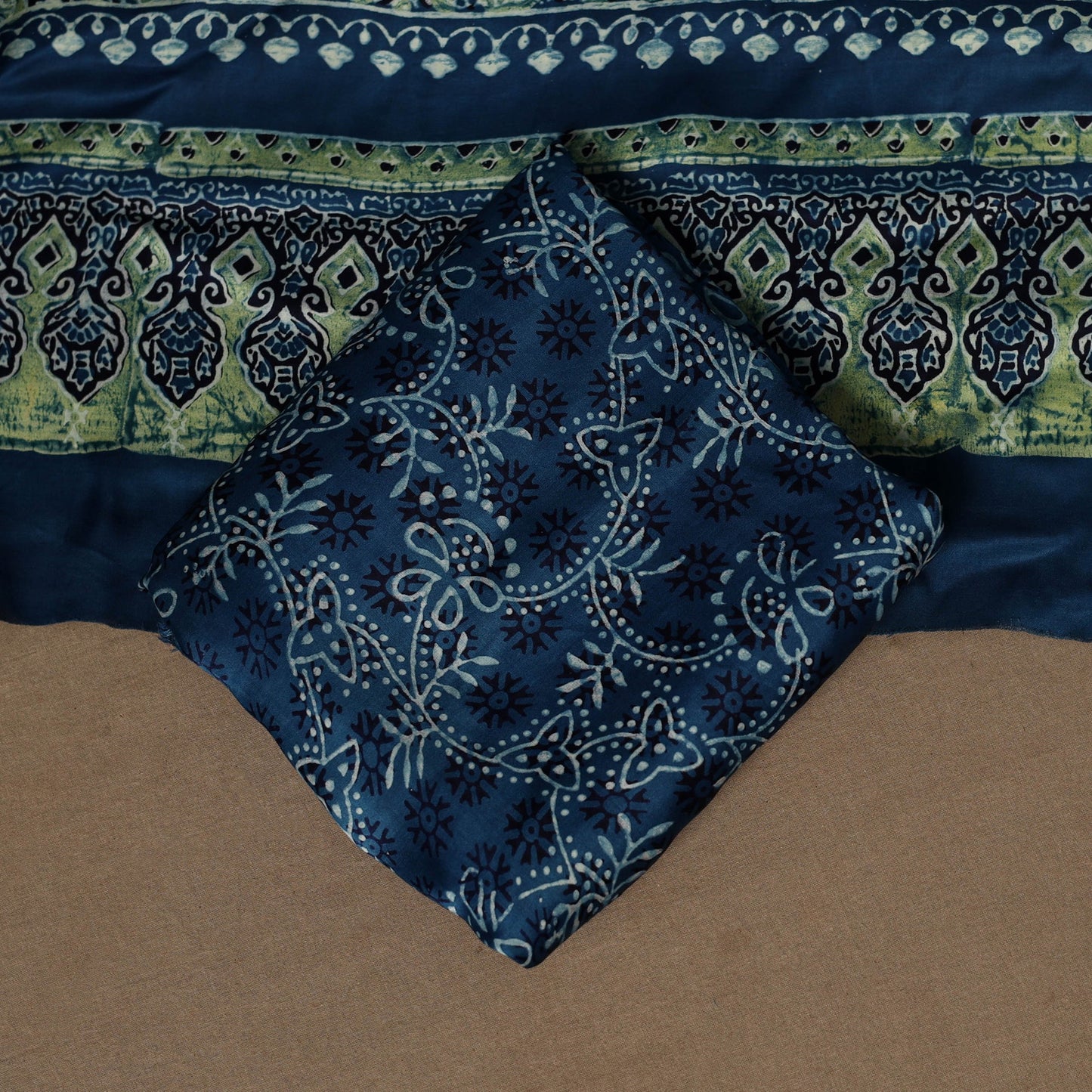 Blue - 3pc natural dyed unstitched modal silk dress