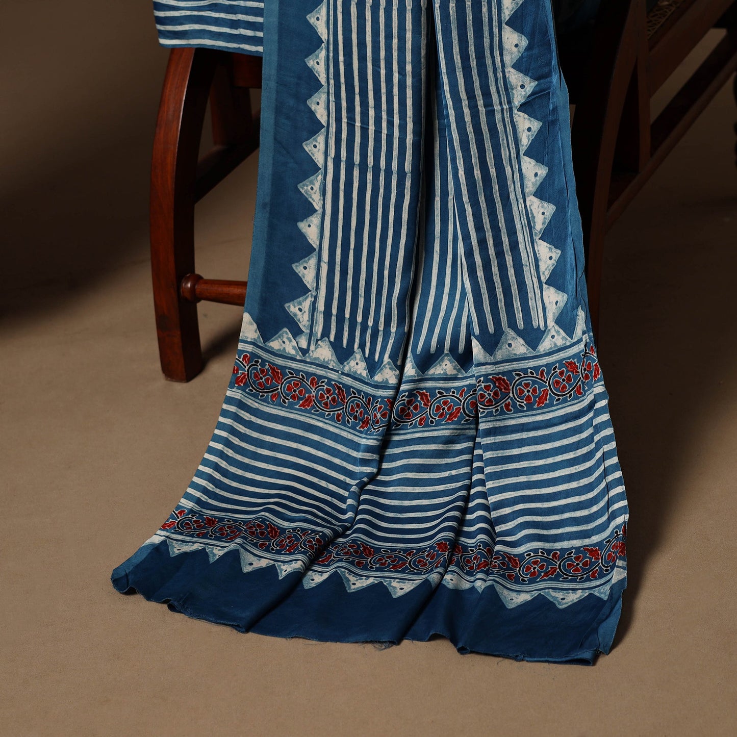 Blue - 3pc natural dyed unstitched modal silk dress