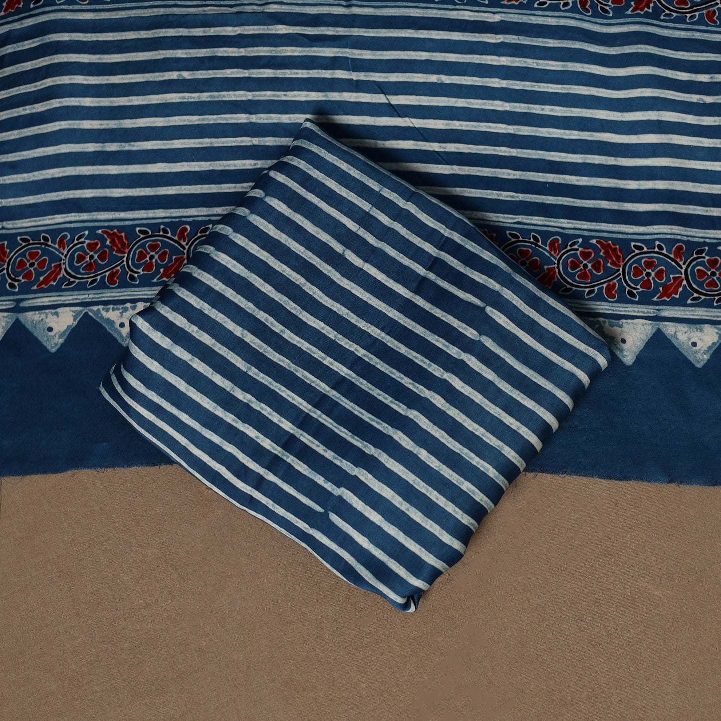 Blue - 3pc natural dyed unstitched modal silk dress