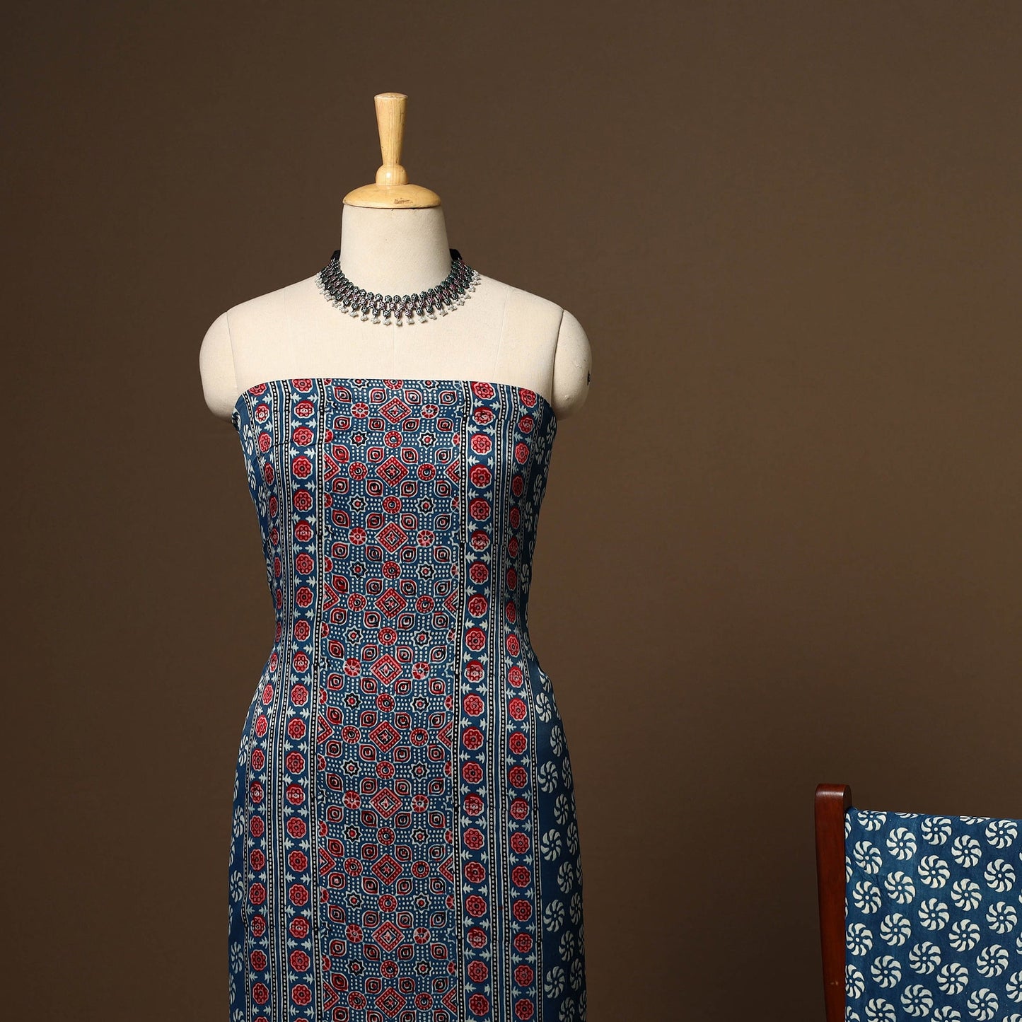 Blue - 3pc natural dyed unstitched modal silk dress