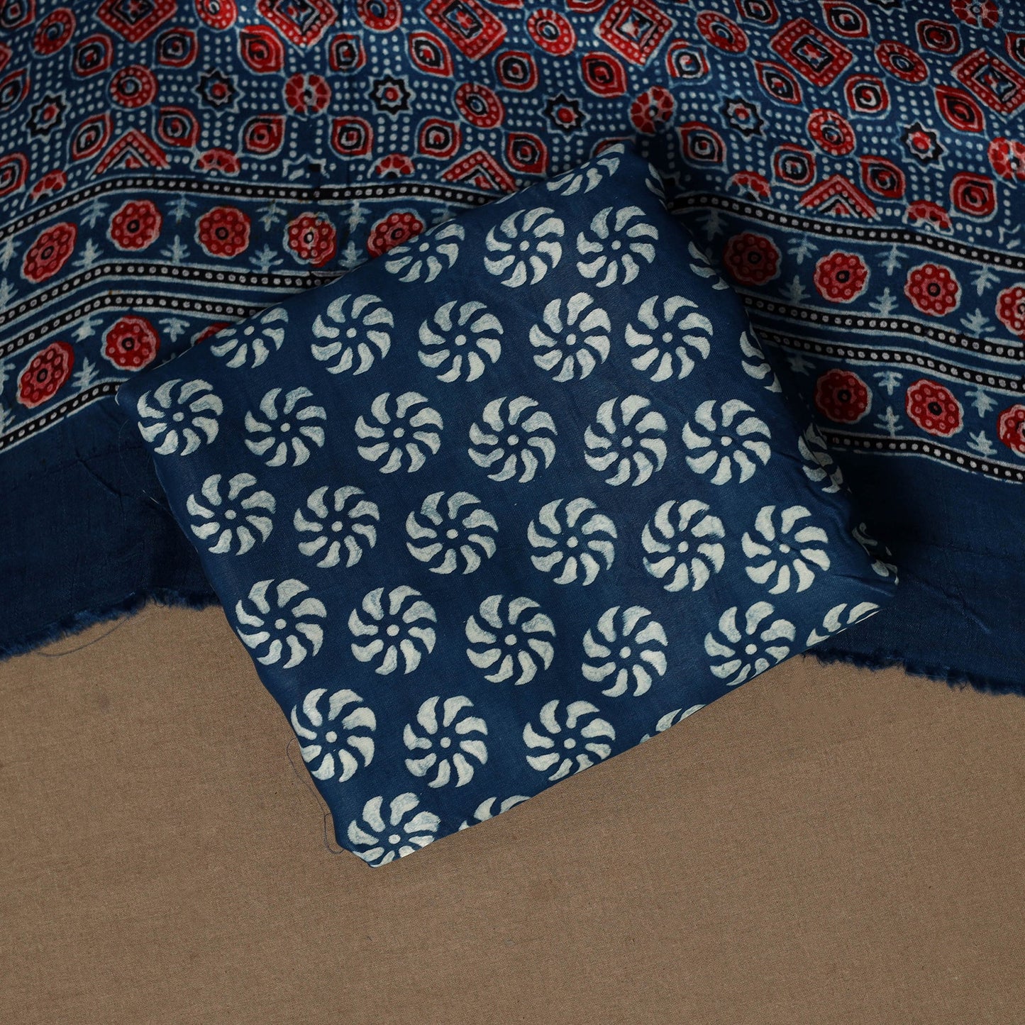 Blue - 3pc natural dyed unstitched modal silk dress