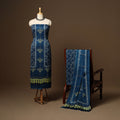 Blue - 3pc natural dyed unstitched modal silk dress