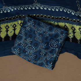 Blue - 3pc natural dyed unstitched modal silk dress