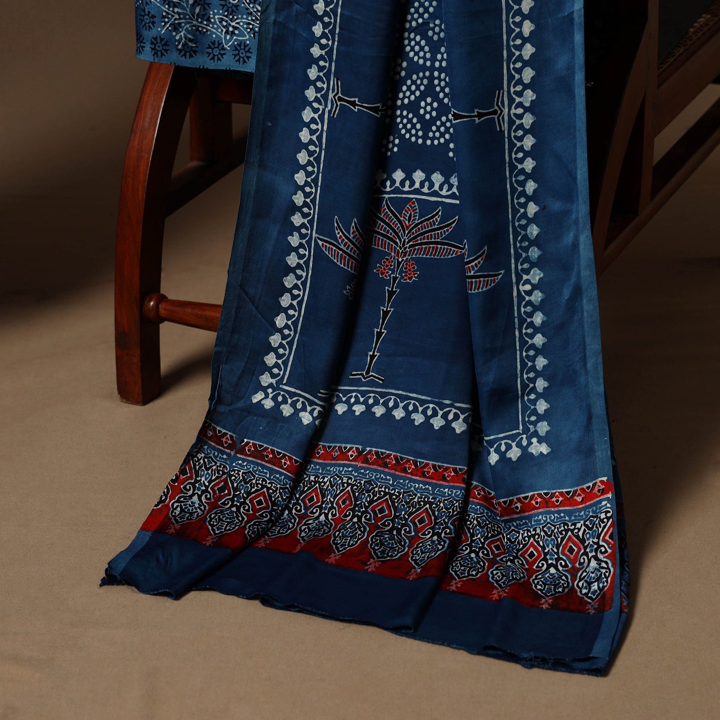 Blue - 3pc natural dyed unstitched modal silk dress