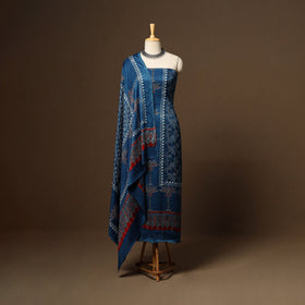 Blue - 3pc natural dyed unstitched modal silk dress