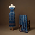 Blue - 3pc natural dyed unstitched modal silk dress