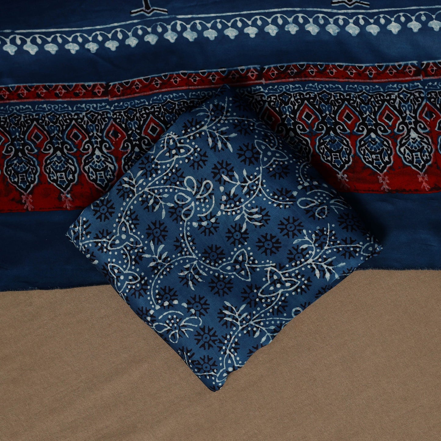 Blue - 3pc natural dyed unstitched modal silk dress