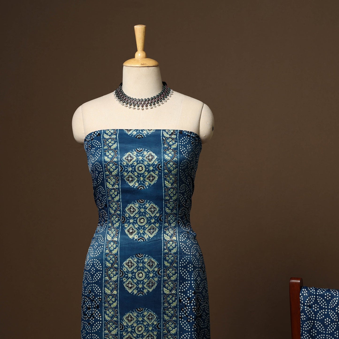 Blue - 3pc natural dyed unstitched modal silk dress