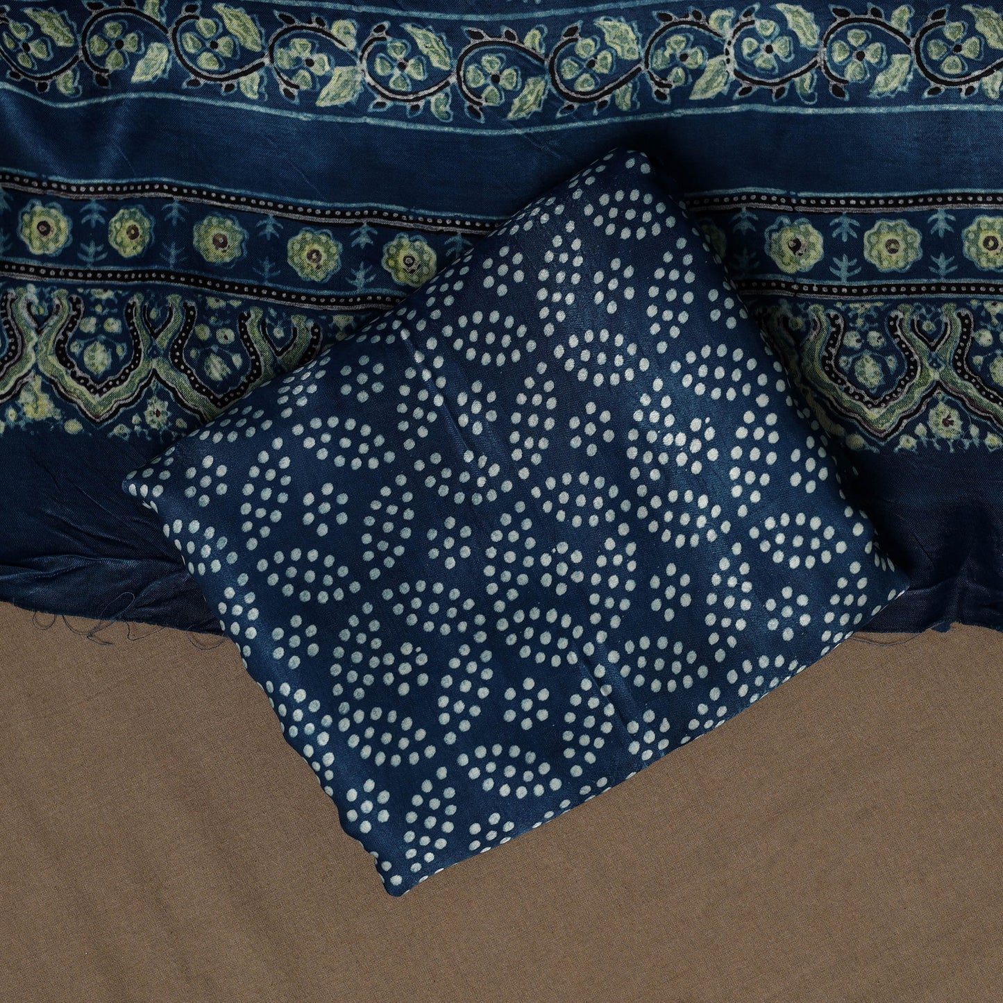 Blue - 3pc natural dyed unstitched modal silk dress