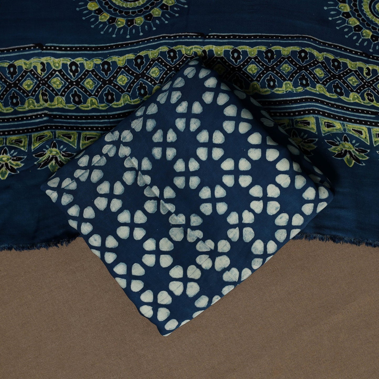 Blue - 3pc natural dyed unstitched modal silk dress