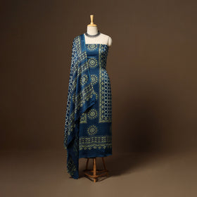 Blue - 3pc natural dyed unstitched modal silk dress