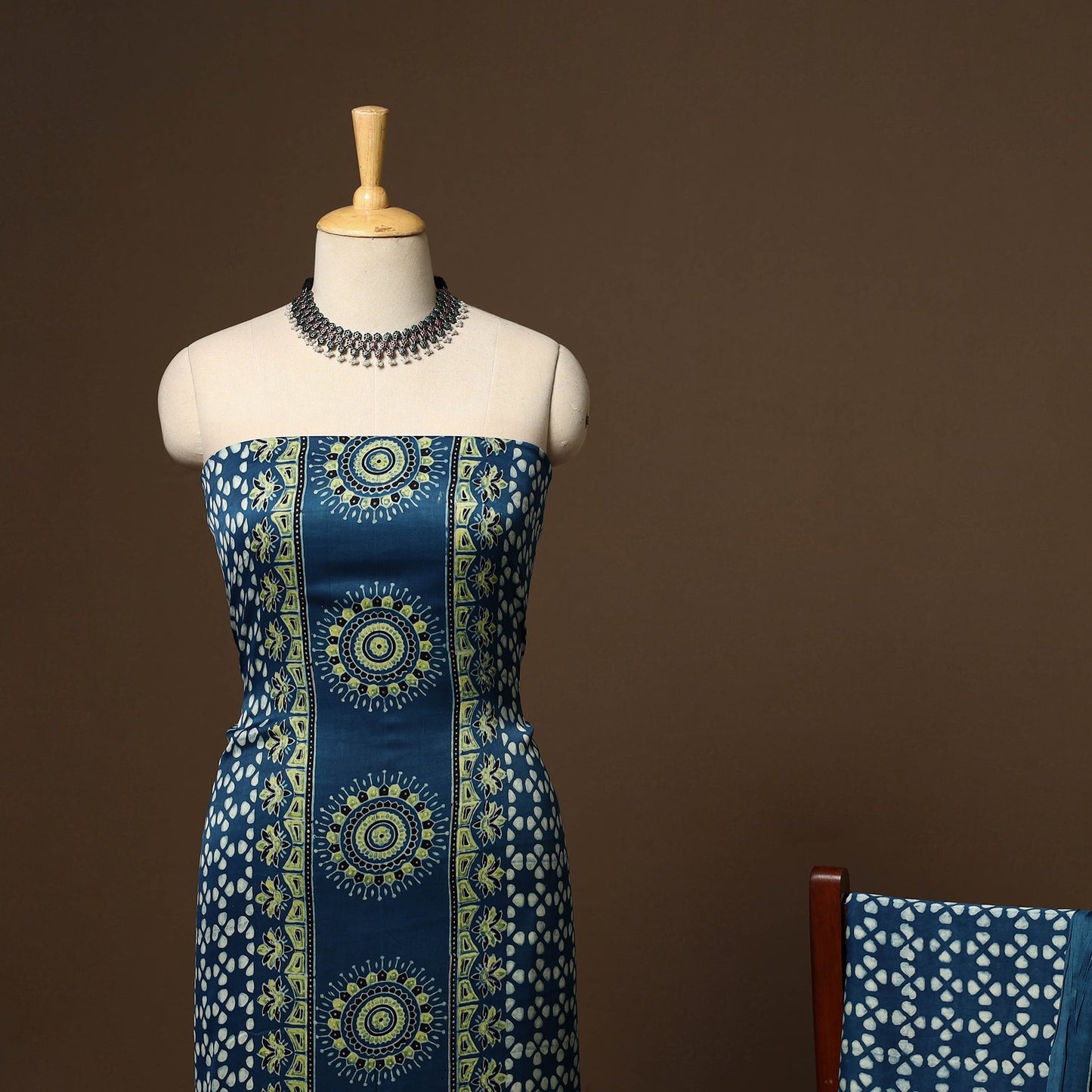 Blue - 3pc natural dyed unstitched modal silk dress