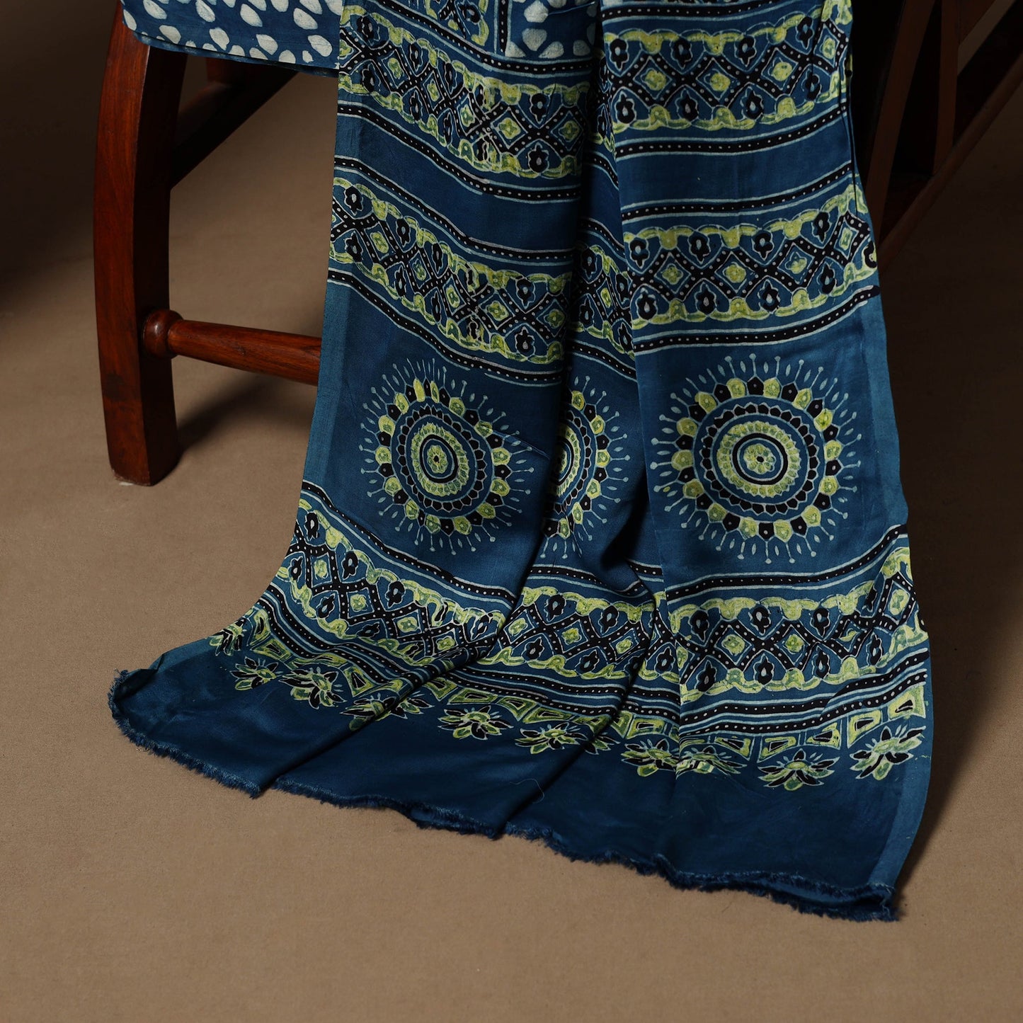 Blue - 3pc natural dyed unstitched modal silk dress