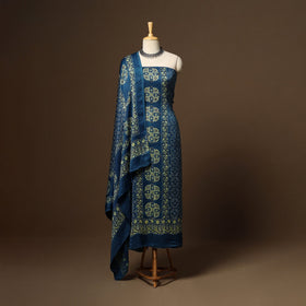 Blue - 3pc natural dyed unstitched modal silk dress