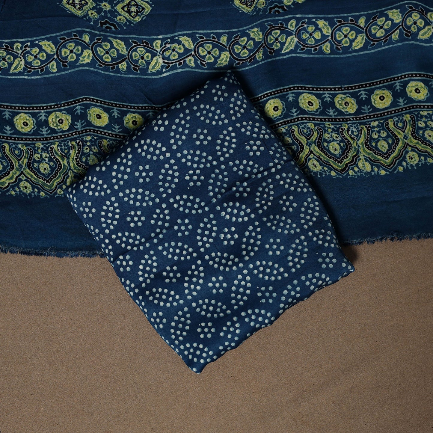 Blue - 3pc natural dyed unstitched modal silk dress