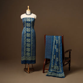 Blue - 3pc natural dyed unstitched modal silk dress