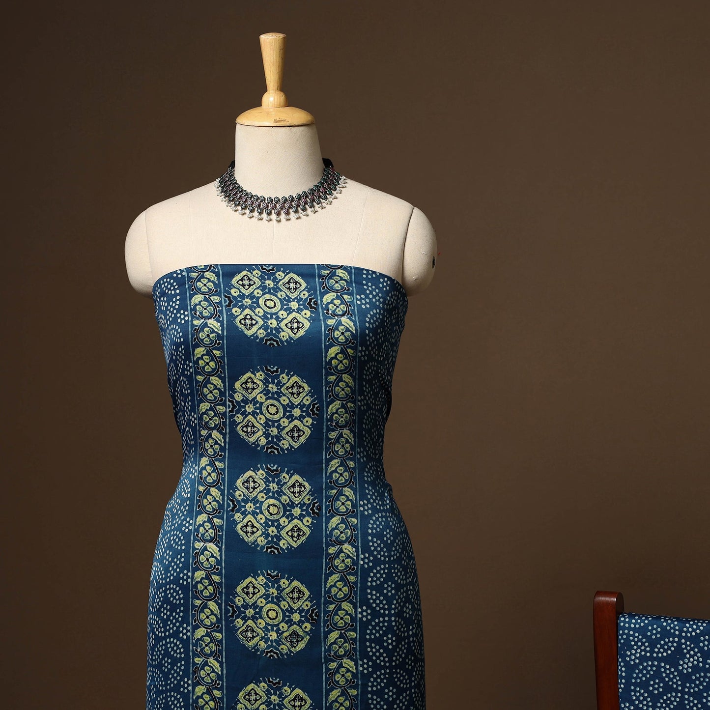 Blue - 3pc natural dyed unstitched modal silk dress