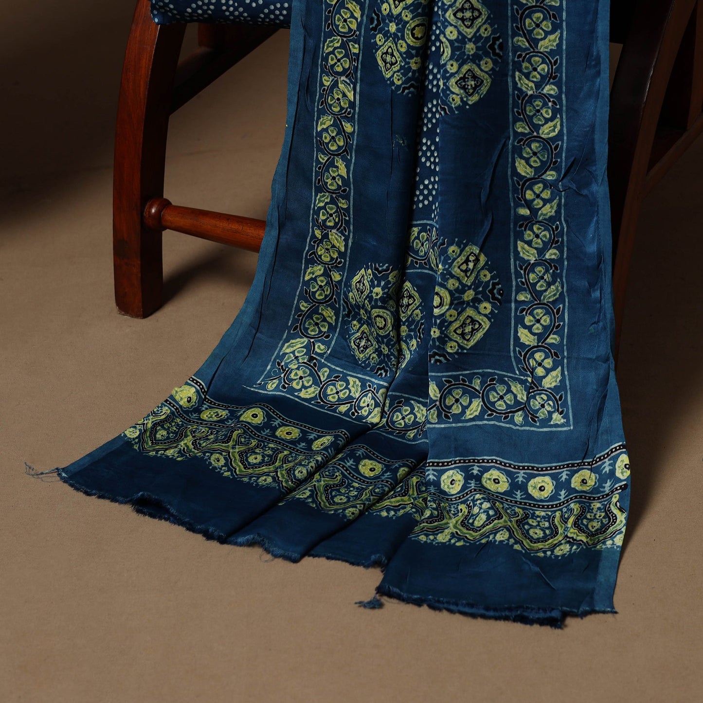 Blue - 3pc natural dyed unstitched modal silk dress