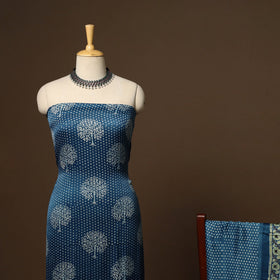 Blue - 3pc natural dyed unstitched modal silk dress