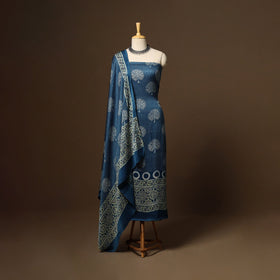 Blue - 3pc natural dyed unstitched modal silk dress