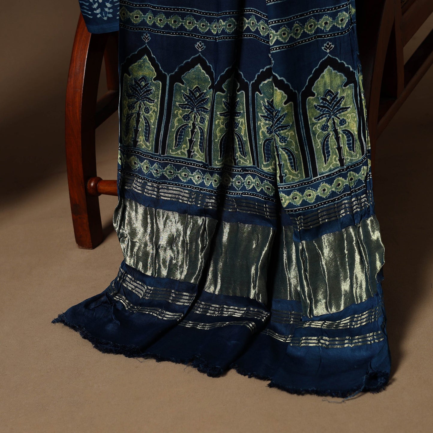 Blue - 3pc natural dyed unstitched modal silk dress