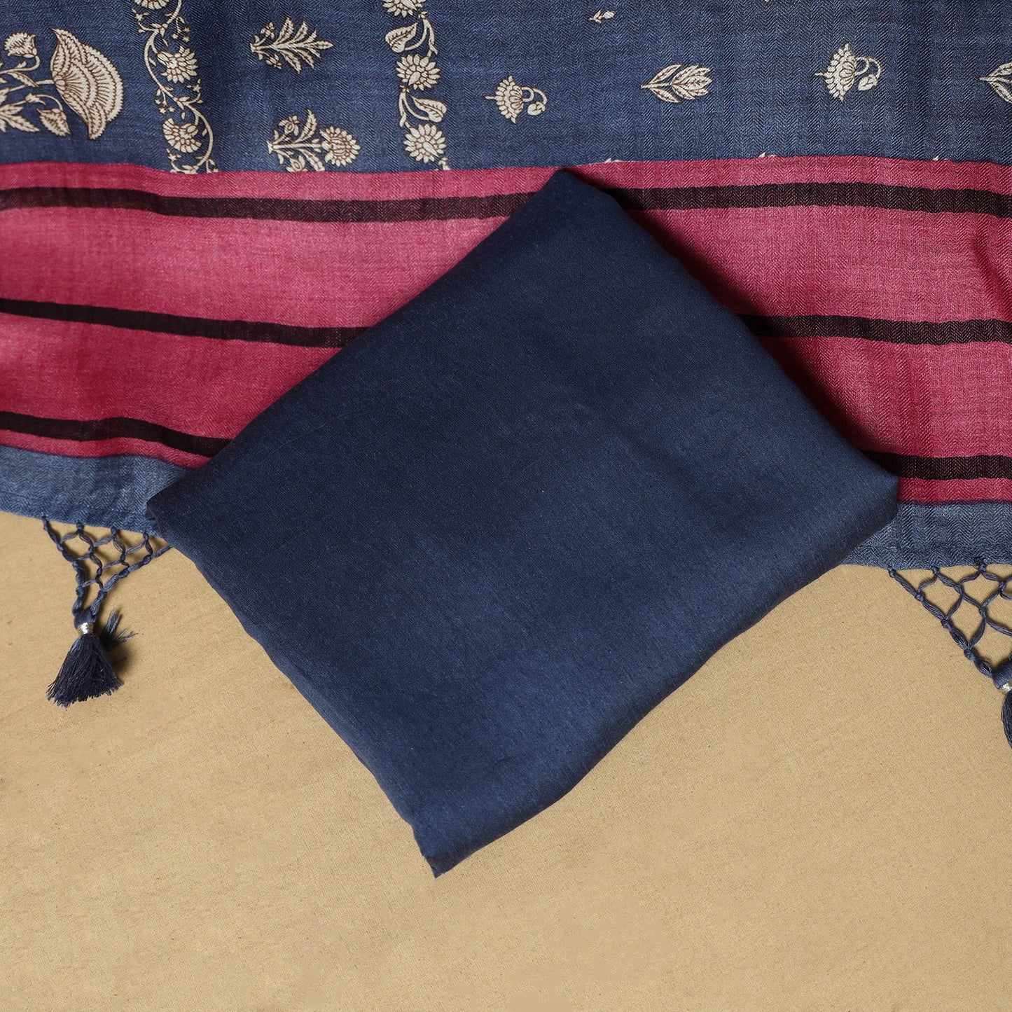 3pc pashmina wool handloom unstitched sanganeri dress