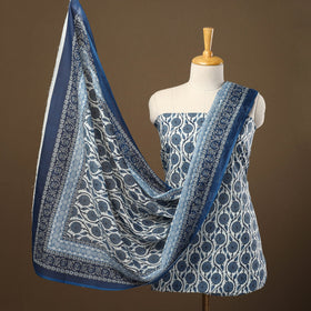  Blue 3pc Sanganeri Block Print Cotton Dress Material
