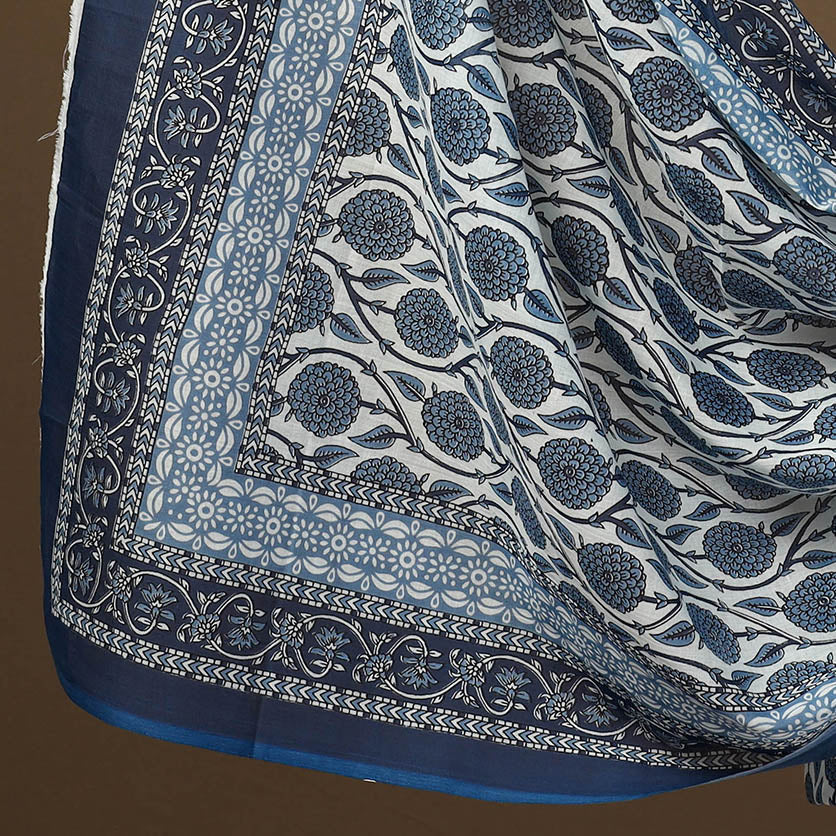  Blue 3pc Sanganeri Block Print Cotton Dress Material