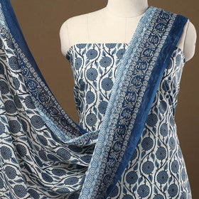  Blue 3pc Sanganeri Block Print Cotton Dress Material