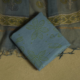 Blue 3pc Sanganeri Block Print Kota Cotton Dress Material