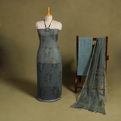 Blue 3pc Sanganeri Block Print Kota Cotton Dress Material