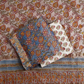 Buy 3pc Sanganeri Block Printed Maheshwari Silk Suit Material Set Online at iTokri.com