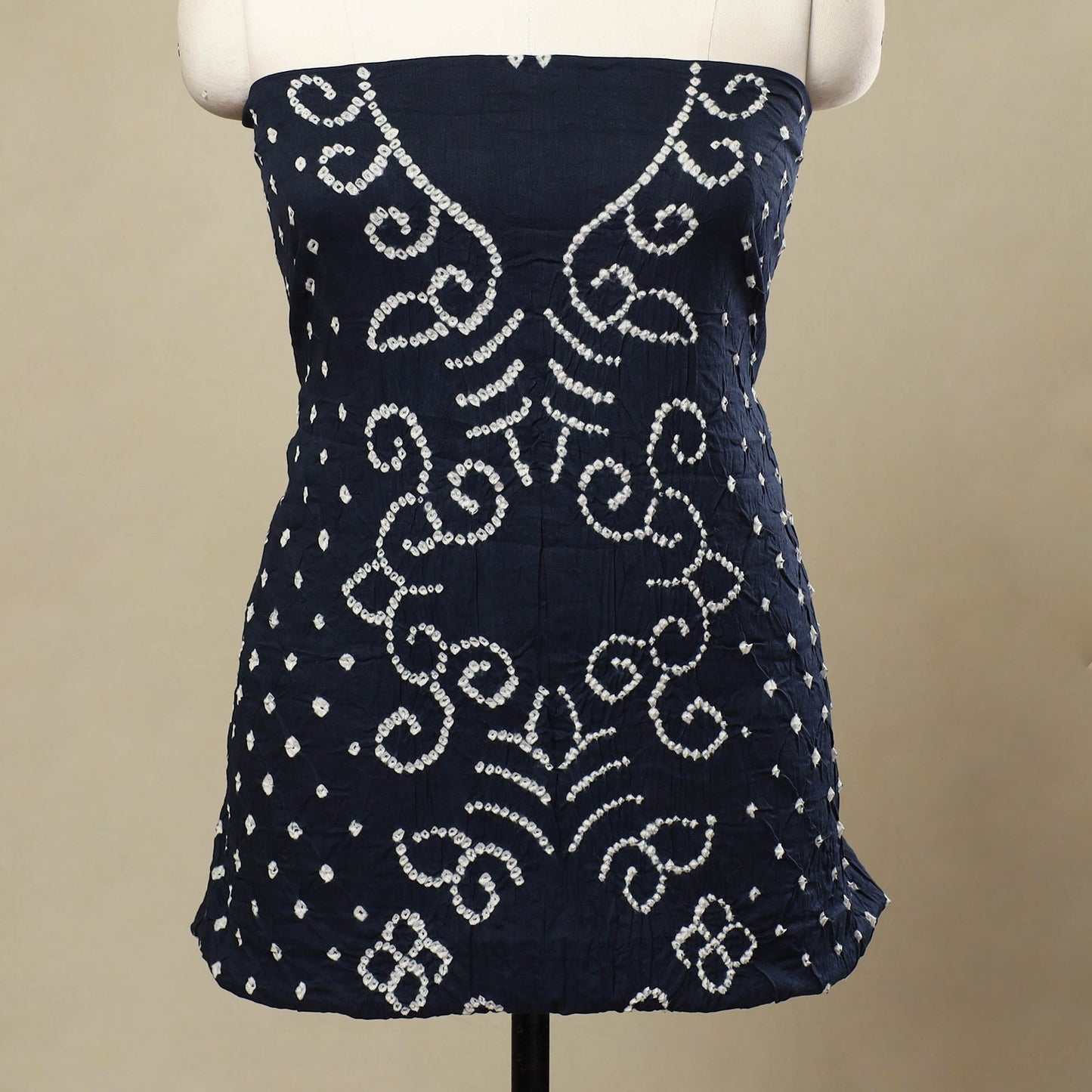  3pc Blue Tie & Dye Satin Cotton Bandhani Dress Material