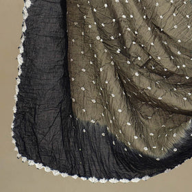  3pc Blue Tie & Dye Satin Cotton Bandhani Dress Material