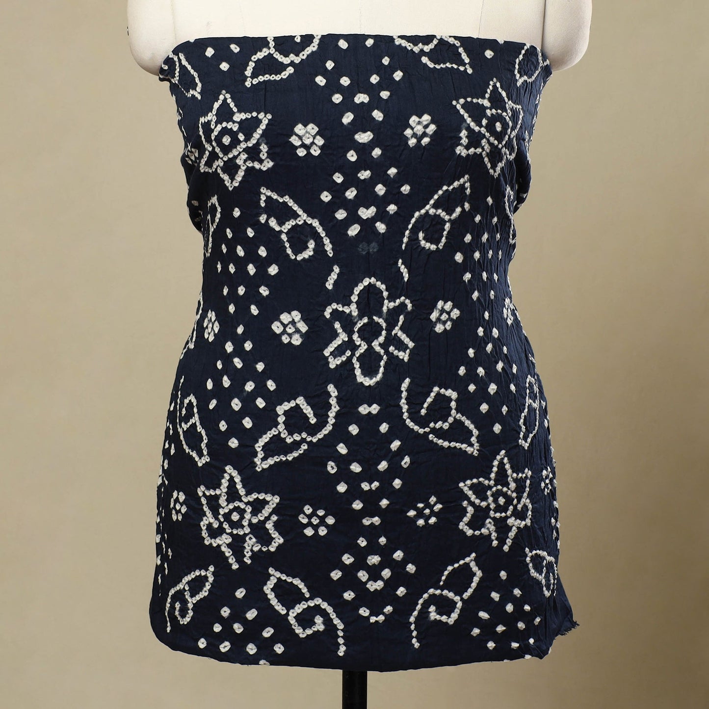 Buy 3pc Blue Tie & Dye Satin Cotton Bandhani Dress Material