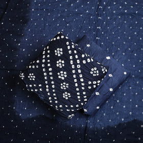 Blue 3pc Tie & Dye Satin Cotton Bandhani Dress Material