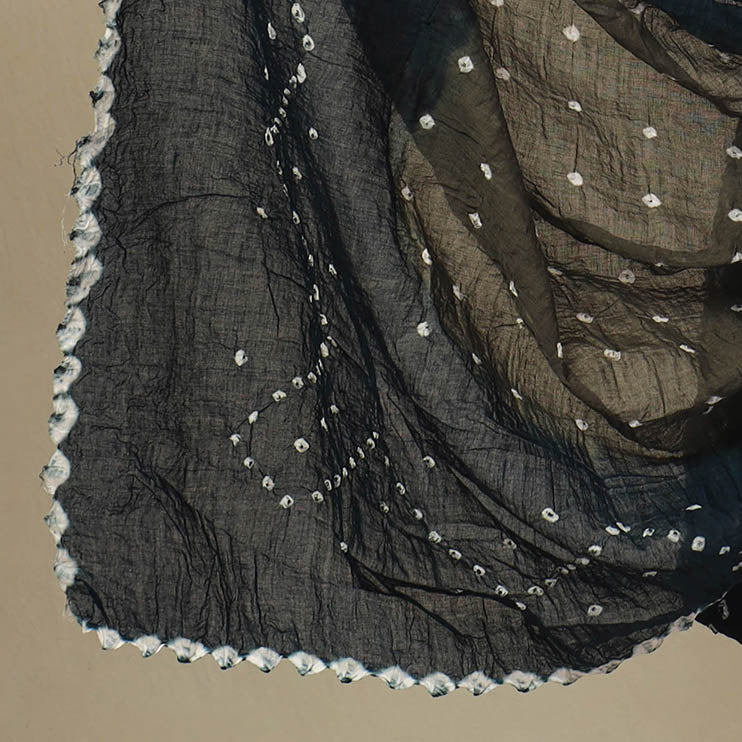 Buy 3pc Tie & Dye Satin Cotton Blue Bandhani Dress Material