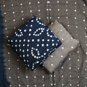 Buy 3pc Tie & Dye Satin Cotton Blue Bandhani Dress Material