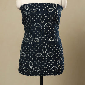 Buy 3pc Tie & Dye Satin Cotton Blue Bandhani Dress Material